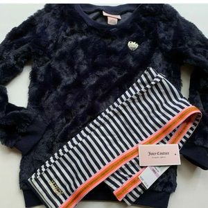 NEW SET - Juicy Couture Girls Faux Fur Sweatshirt & Leggings Girls Size 6